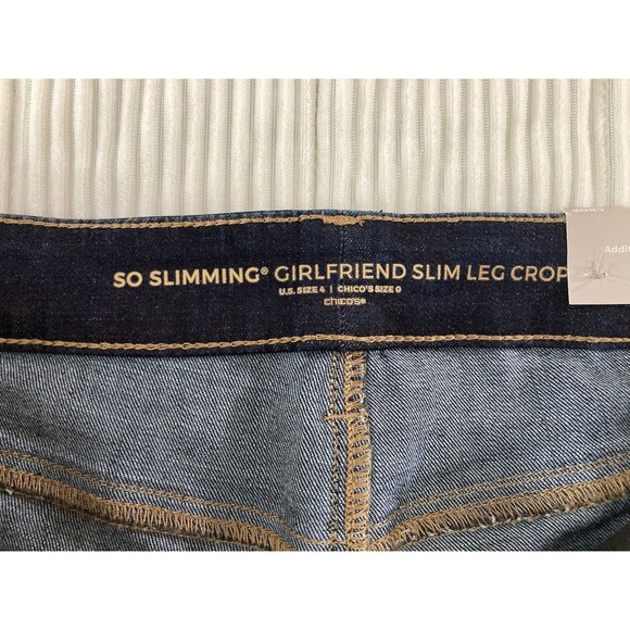 Chico’s Jeans 4 Blue Slimming Girlfriend Crop Denim Pants Casual Preppy Chic - Picture 7 of 11